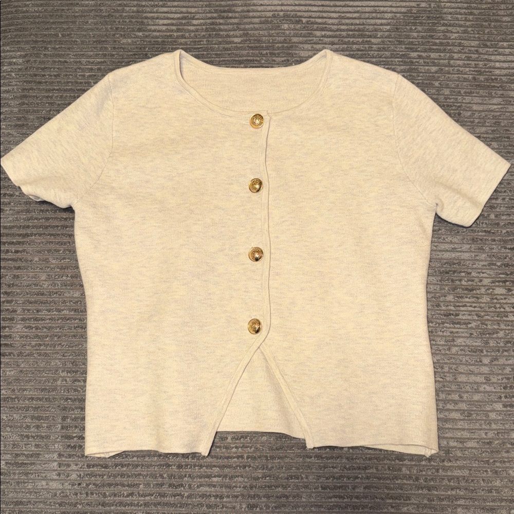 SHEIN // Casual Round Neck Knitwear Short Sleeve Top